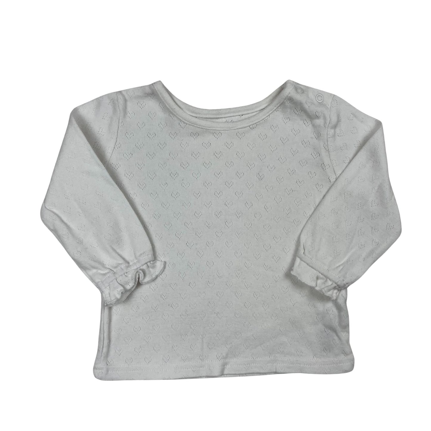 Weißes Langarmshirt, Mädchen, Größe 3-6 Monate