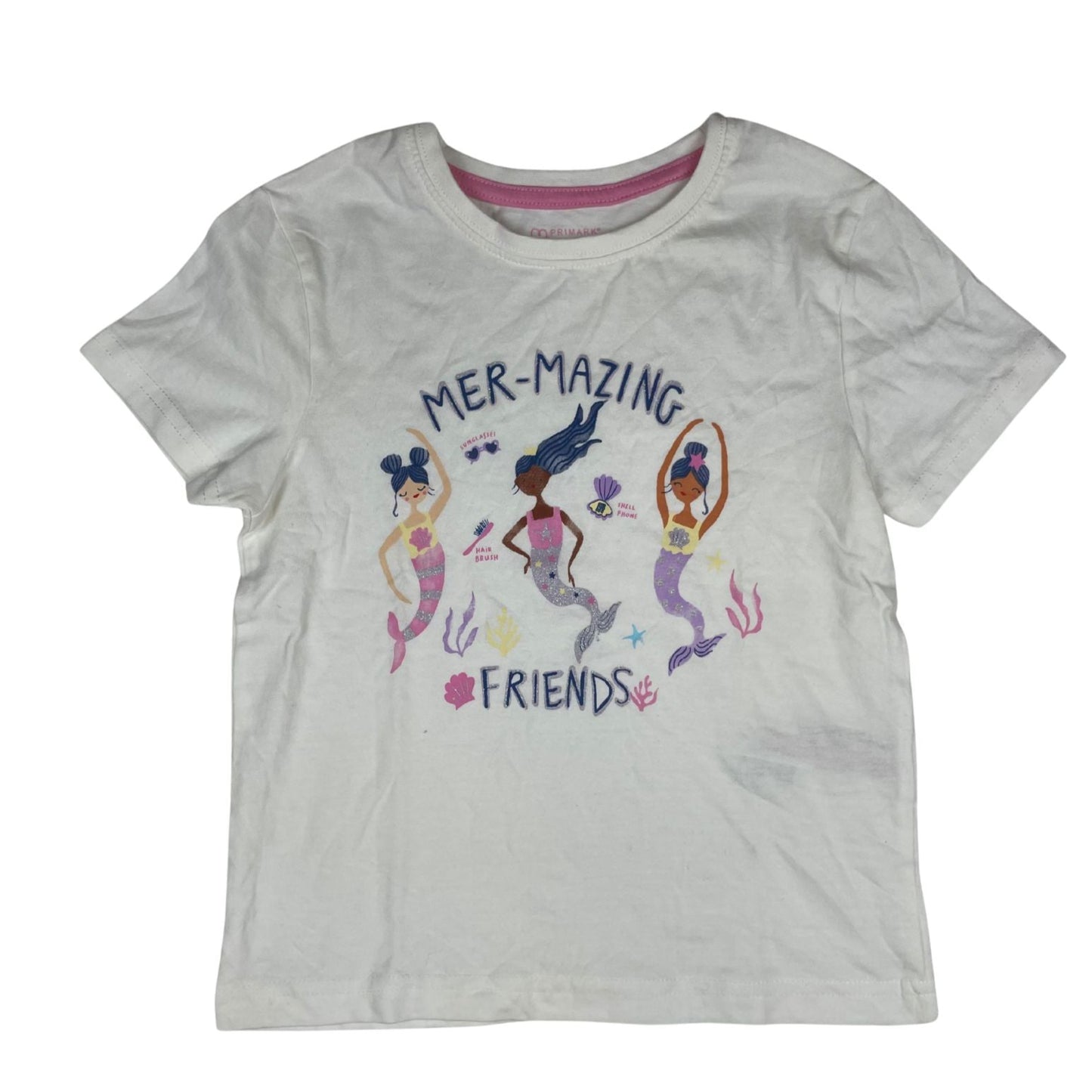 Meerjungfrauen T-Shirt für Mädchen in Weiß, vorderseitig bedruckt