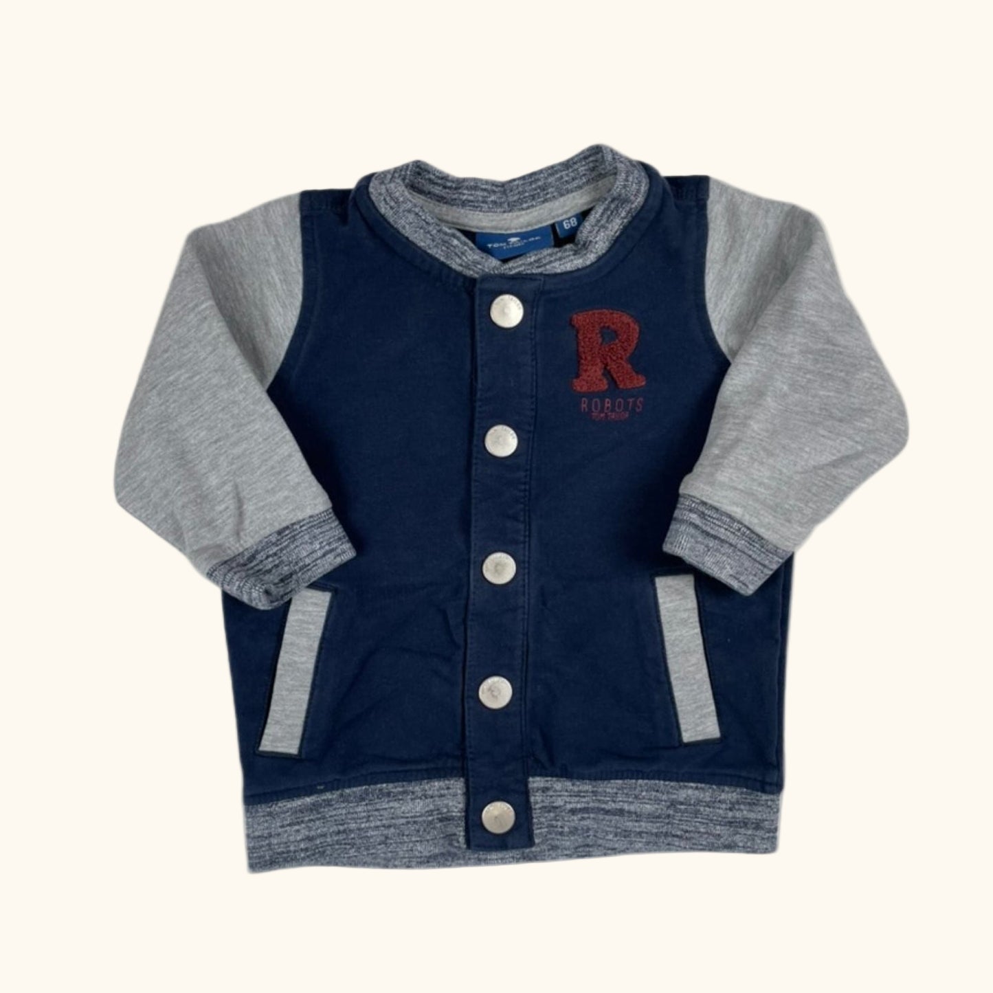 Dunkelblaue Baby Jacke mit Knopfleiste von Tom Tailor, Größe 68