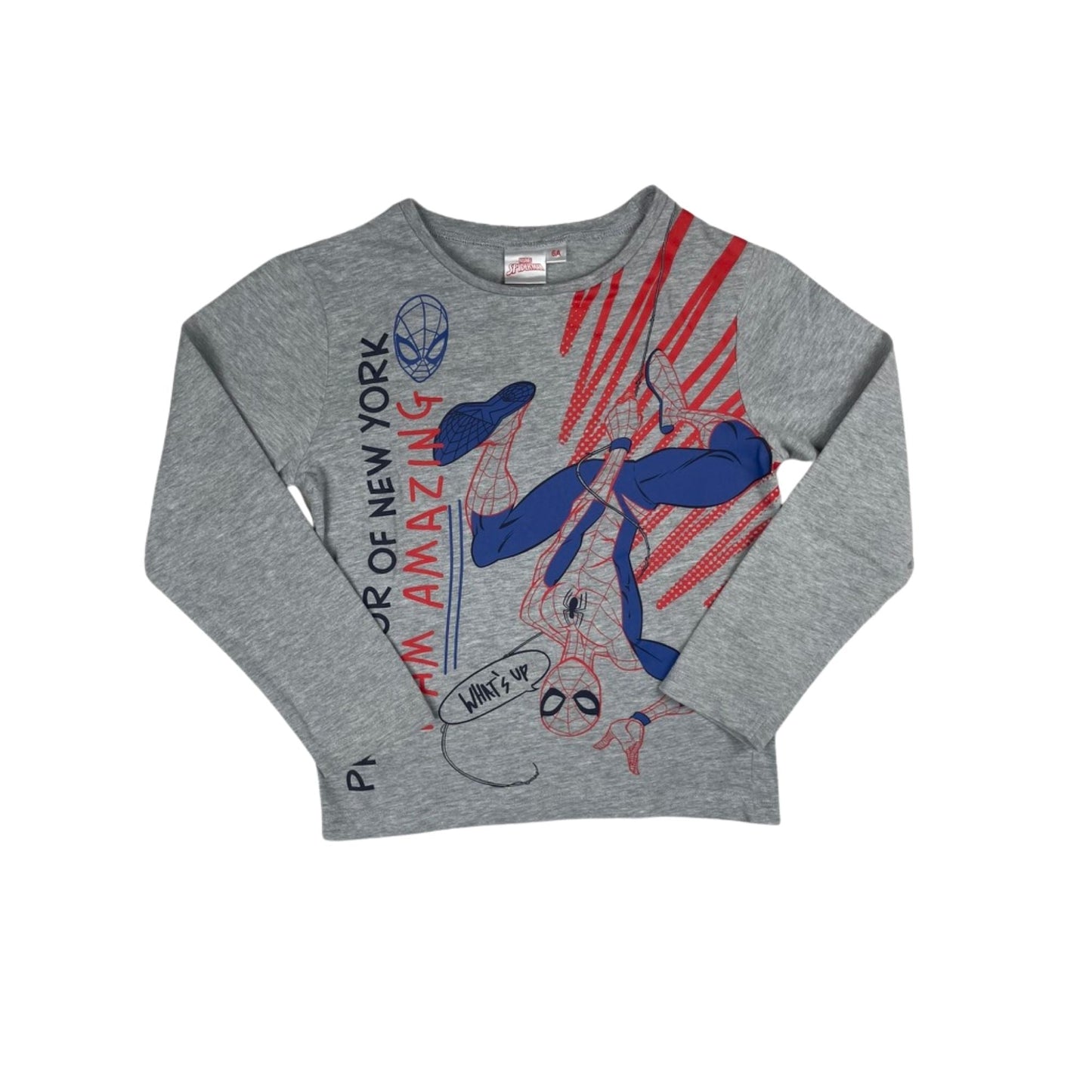 Graues Langarmshirt mit Spider-Man Print, Größe 5-6 Jahre