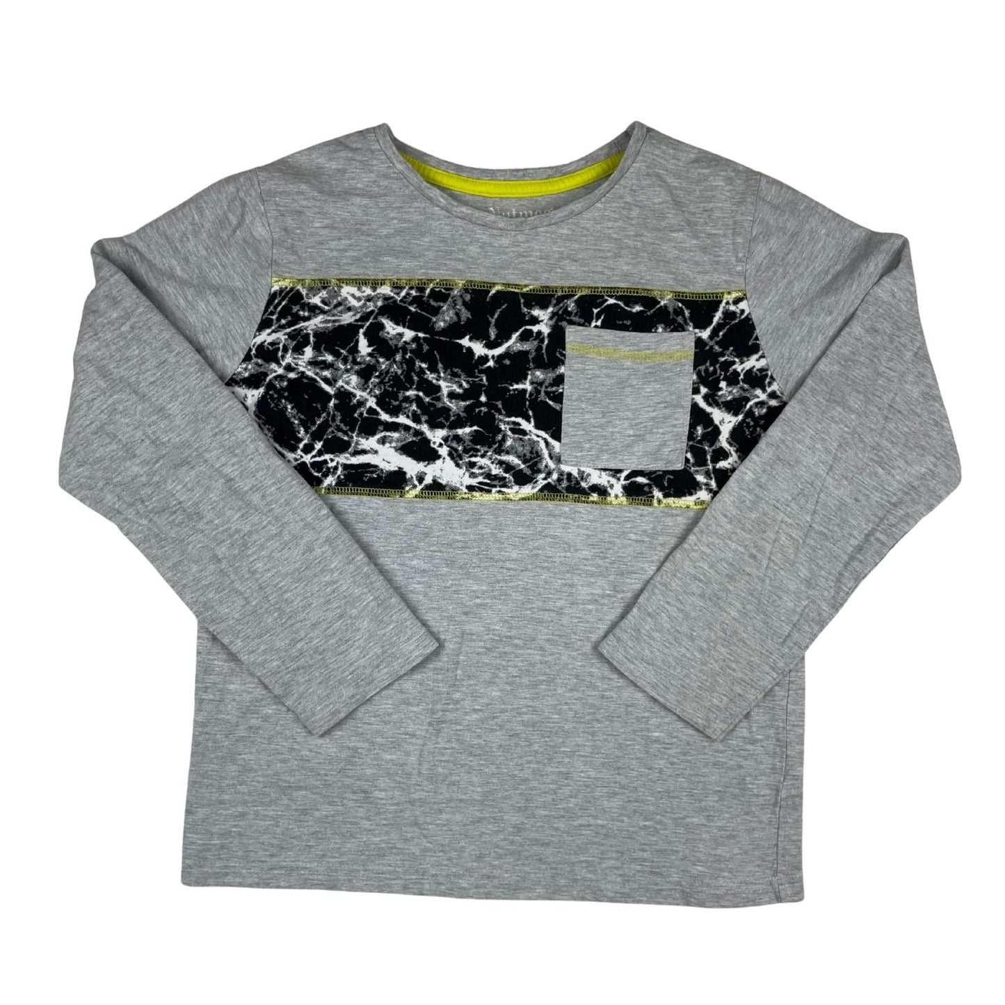 Langarmshirt mit Marmorprint und Brusttasche