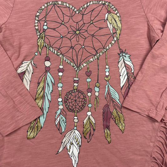 Rosa Lindex Kinderkleid mit Dreamcatcher-Print, Gr. 110 – detail