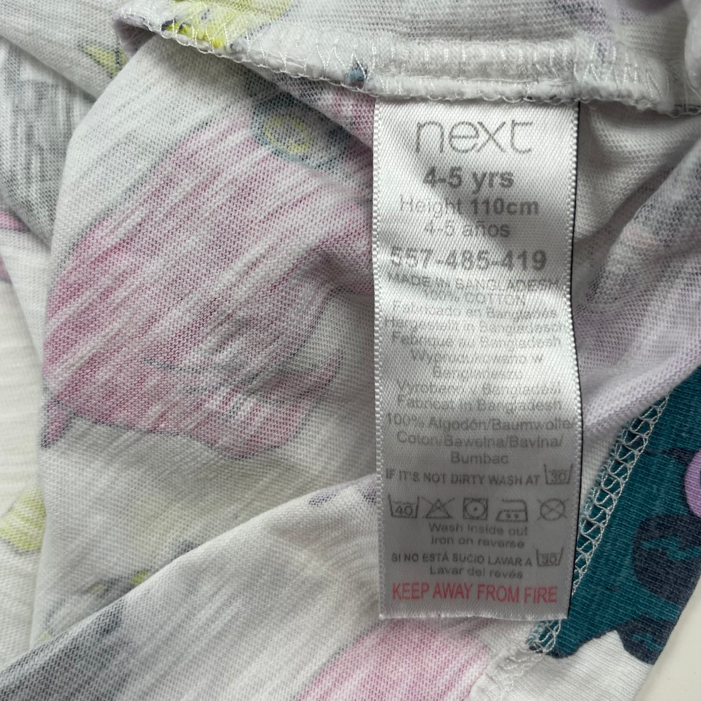 Mehrfarbiges Baumwoll-Kleid von Next mit Hippo-Print, Größe 4-5 Jahre – label