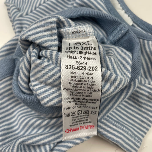 Gestreifter Kurzarm-Body für Babys bis 3 Monate, blau-weiß – label