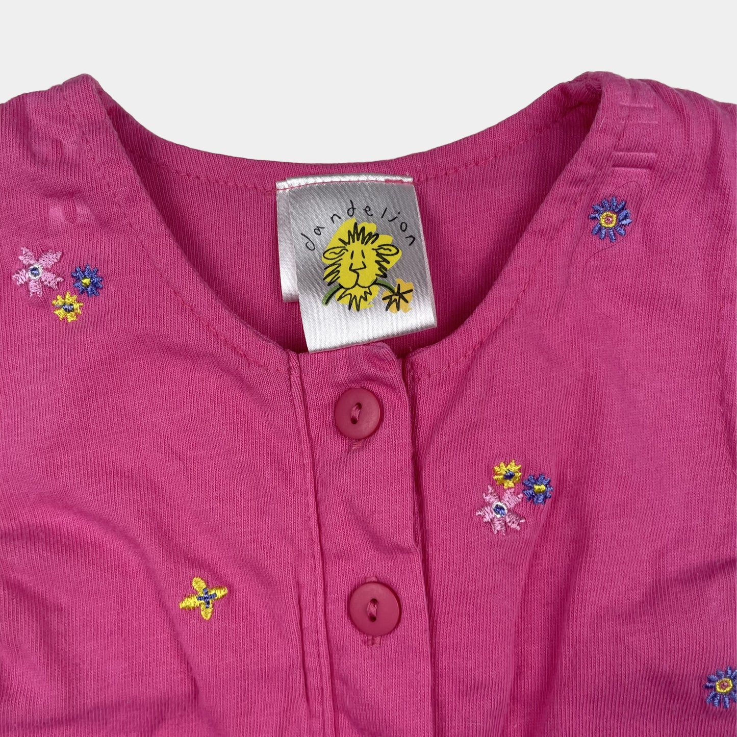 Rosa Baumwoll-Overall mit Blumenstickerei für Babys – label