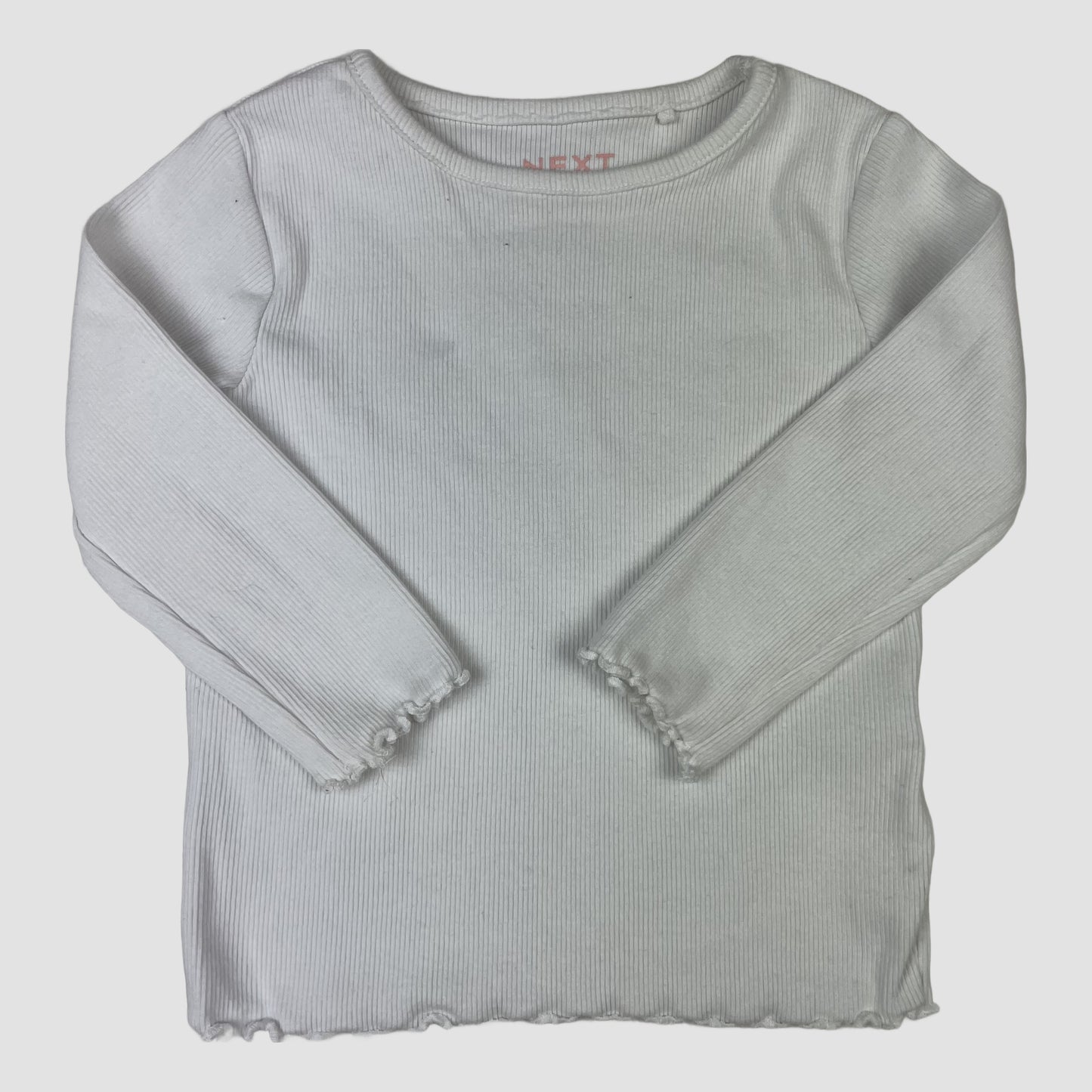 Weißes Ripp-Langarmshirt von Next für Babys, Größe 80 – front