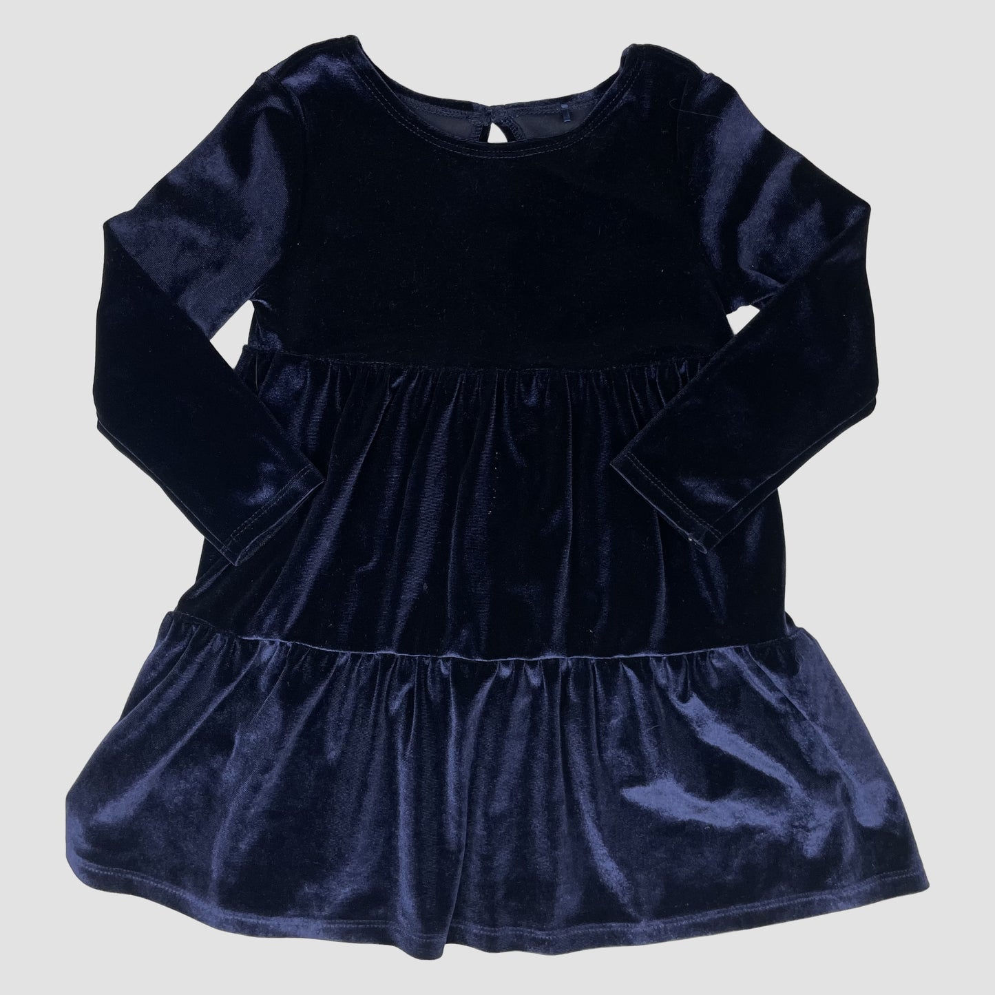 Navyblaues Samtkleid von George, langarm, Größe 2–3 Jahre – front