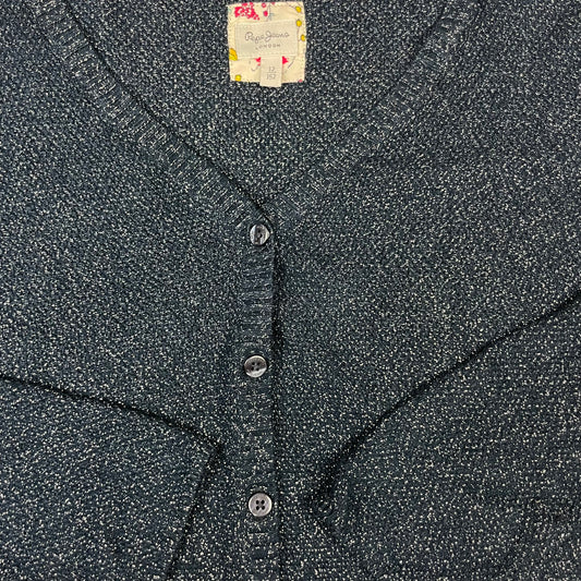 Dunkelblaue glitzernde Strickjacke von Pepe Jeans, Größe 152 – detail