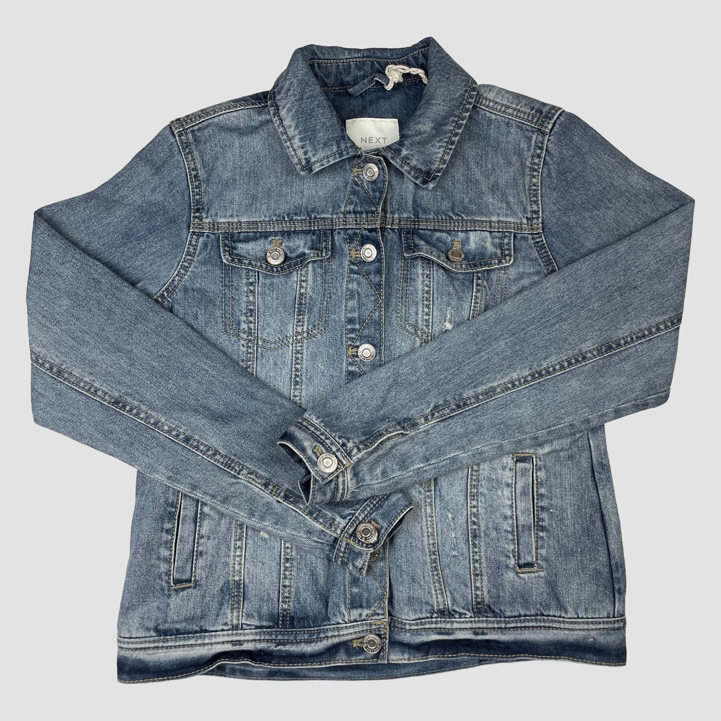 Blaue Jeansjacke von Next, Größe 13 Jahre/158 – front