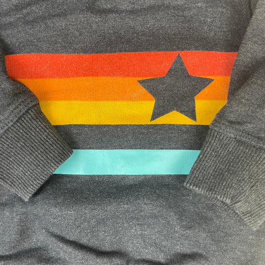 Dunkelgrauer Baby-Sweatshirt von Next mit bunten Streifen und Stern, Größe 3–6 Monate – detail
