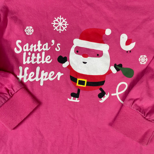 Rosa langärmliges Schlafanzugoberteil mit Santa’s little Helper Print – detail