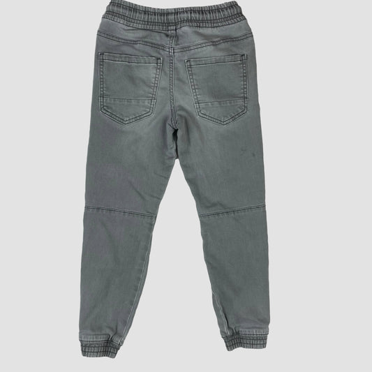 Graue Kinder-Jogger-Jeans mit Kordelzug und elastischen Bündchen