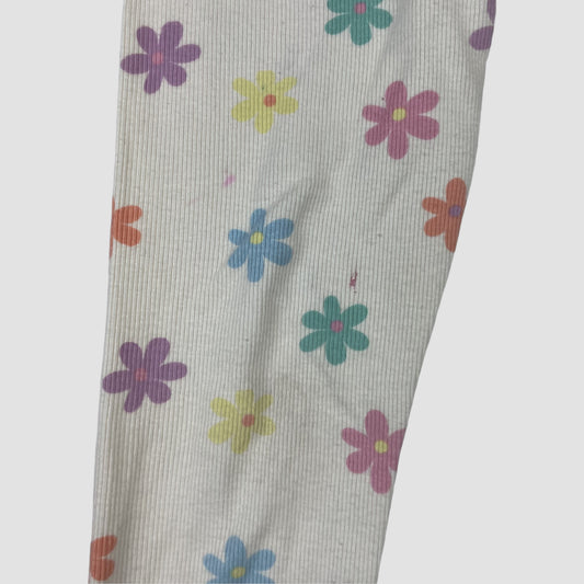 Cremefarbene Leggings mit bunten Blumen von George, Größe 5–6 Jahre – detail