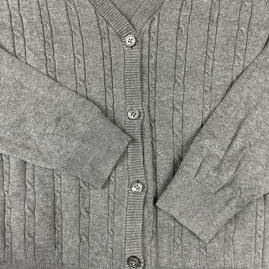 Graue M&S Strickjacke mit V-Ausschnitt, Größe 9–10 Jahre (140) – detail