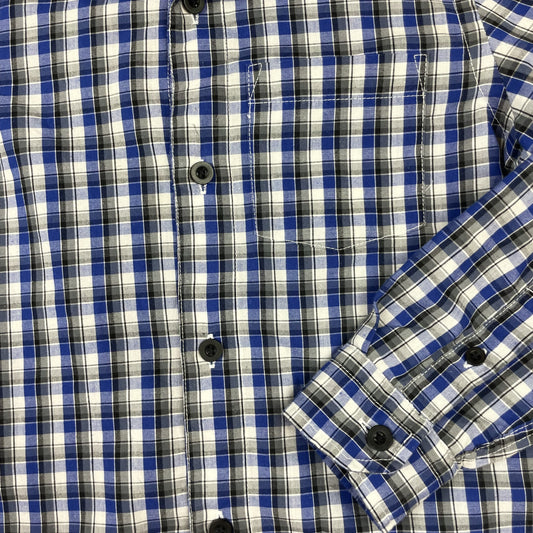 F&F kariertes Jungenhemd blau/weiß, Gr. 116 (5–6 Jahre) – detail