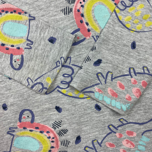 Graues Langarmshirt mit Dinosauriermuster von Nutmeg, Größe 4–5 Jahre – detail