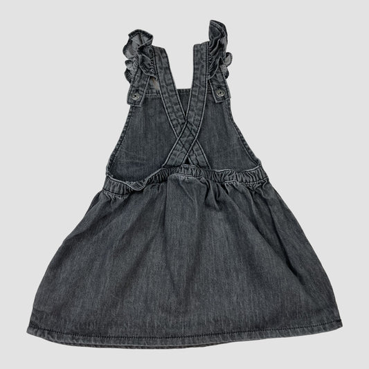 Graues Denim-Latzkleid mit Katzengesicht von F&F, Größe 18–24 Monate – back