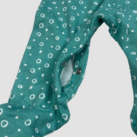 Türkiser Baby-Strampler mit weißen Punkten, ärmellos, mit Füßen 2