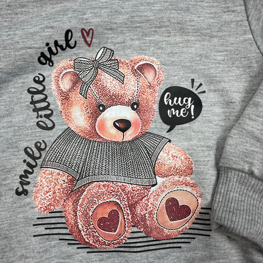 Grauer Baby-Pullover mit Teddybär-Print, Größe 6–9 Monate