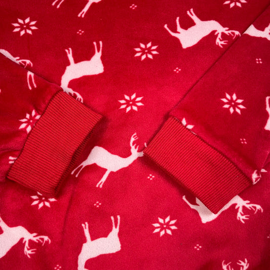 Rotes Schlafanzug-Oberteil mit Rentiermuster von M&Co, Größe 3–4 Jahre (104) – detail