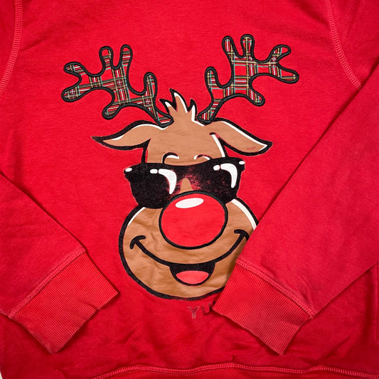 Roter Kinder-Hoodie von Next mit Rentier-Aufdruck, Größe 12 Jahre 152 cm – detail