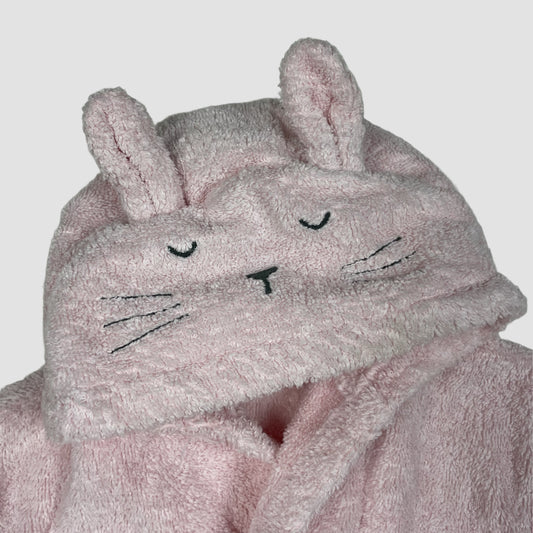 Rosa Baby-Bademantel aus Frottee mit Kapuze und Tiergesicht, 0–3 Monate – detail
