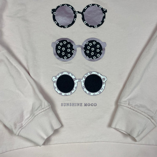 Rosa Sweatshirt mit Sonnenbrillen-Print, Größe 152 (11–12 Jahre) – detail