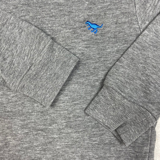 Graues Kinder-Sweatshirt mit Dino-Stickerei, Größe 92 – detail