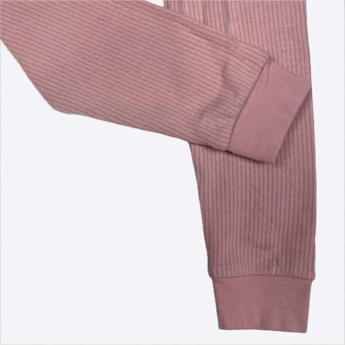 Rosa Ripp-Leggings für Kinder mit Bündchen, Größe 7–8 Jahre – detail