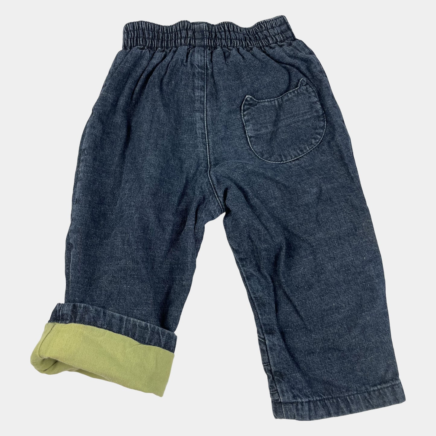 Dunkelblaue Babyhose aus Denim mit elastischem Bund und Knieverstärkungen, Größe 18 Monate – back