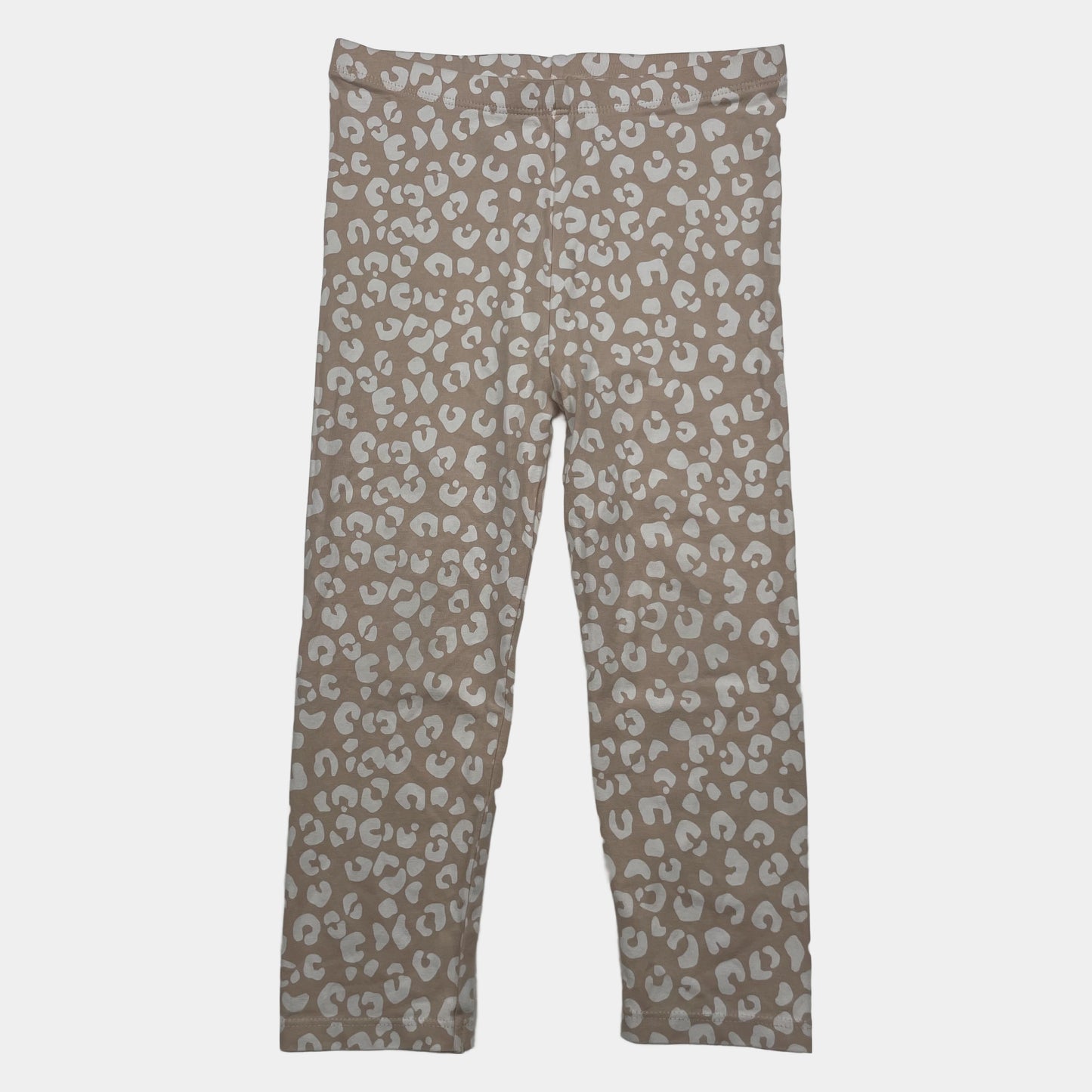 Beige Leggings mit weißem Leopardenmuster, Größe 2–3 Jahre