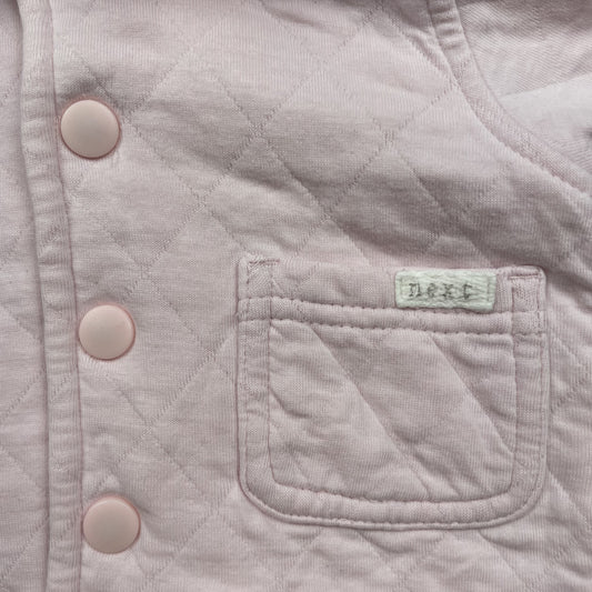 Rosa gesteppte Baby-Kapuzenjacke mit Druckknöpfen und Taschen, Größe bis 1 Monat – pocket