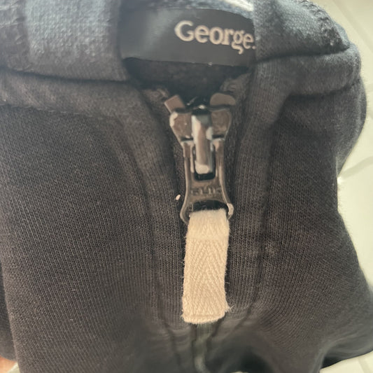 Schwarze Kapuzen-Sweatjacke mit Reißverschluss, Größe 7-8 Jahre – zip