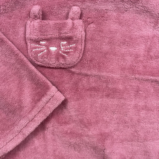 Rosa Velours-Wickeljacke mit Katzen-Tasche, Größe 12–18 Monate – detail