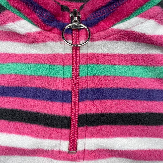 Gestreifter Fleece-Pullover mit Half-Zip, rosa/grün/lila, Größe 98 (2–3 Jahre) – zip