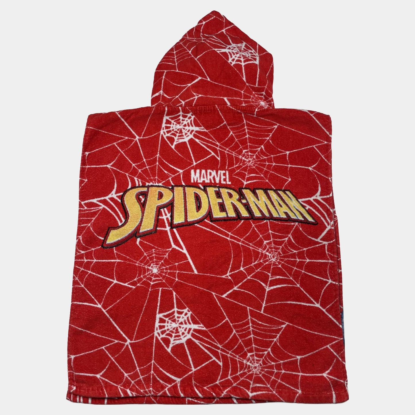 Rotes Kinder-Poncho-Handtuch mit Kapuze und Spider-Man-Motiv – back