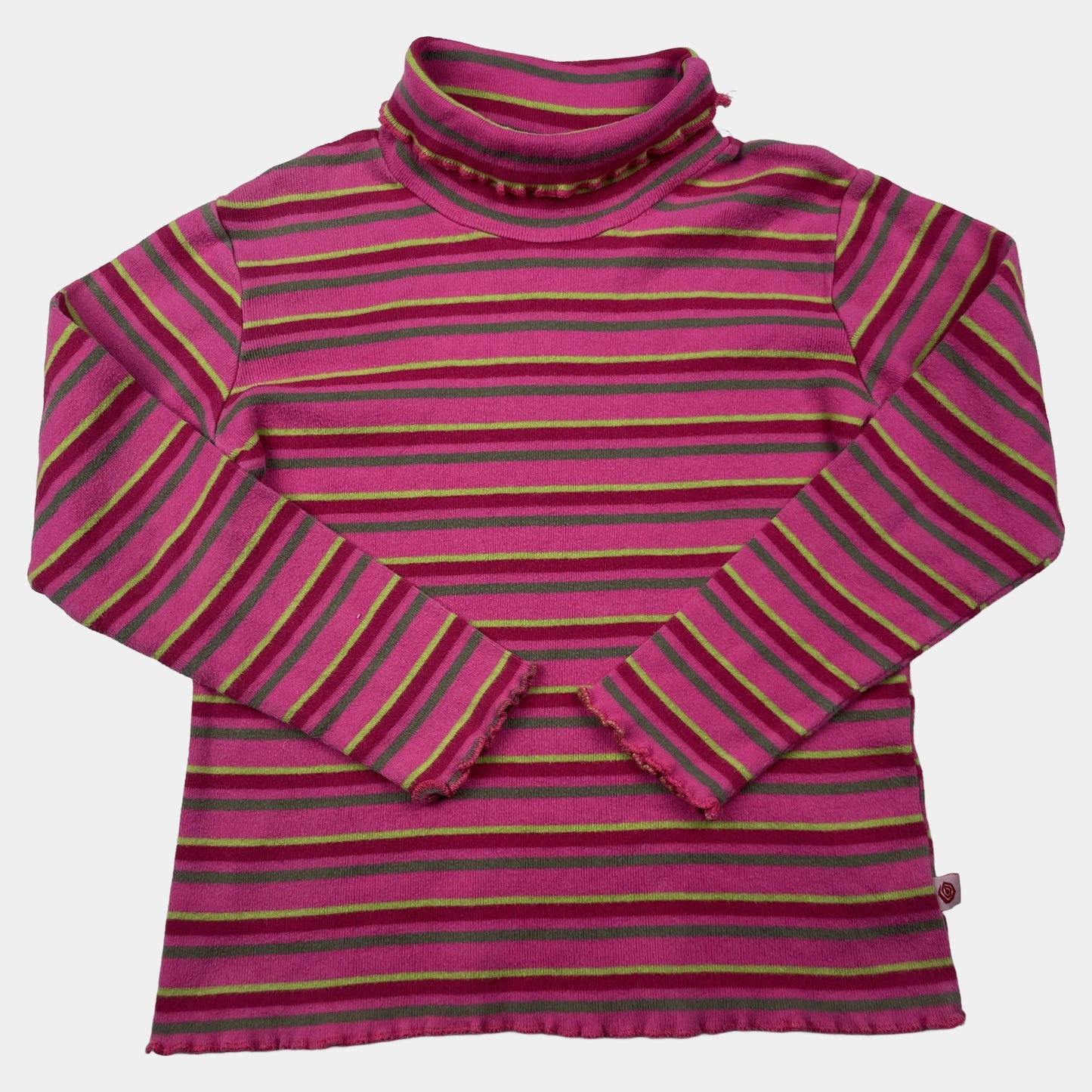 Rosa gestreiftes Rollkragen-Langarmshirt aus Baumwolle, Größe 6 Jahre – front