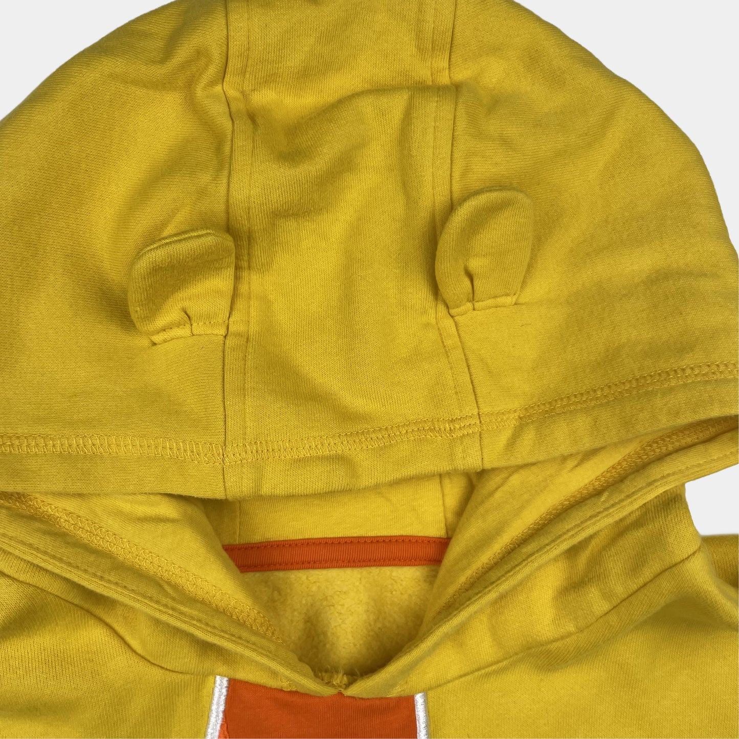 Gelber Kinder-Kapuzenpullover mit Bärengesicht und Punkten, Größe 13–14 Jahre – fabric