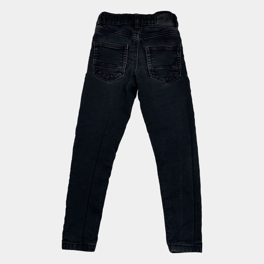 Schwarze Jeans aus Denim mit geraden Beinen und verstellbarem Bund für Kinder. – back