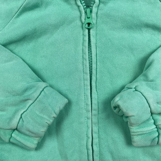 Mintgrüne Baumwolljacke mit Kapuze und elastischen Bündchen – detail