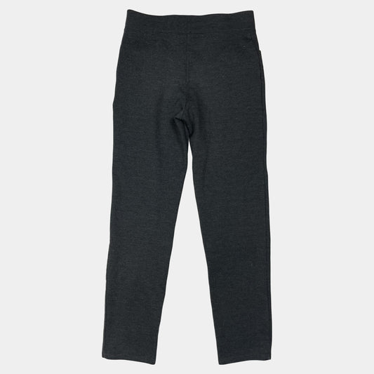 Graue Schlupfhose mit Taschen und elastischem Bund – back