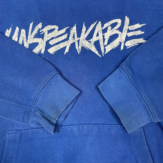 Blaues Kapuzen-Sweatshirt mit Logo-Aufdruck für 9-11 Jahre – detail