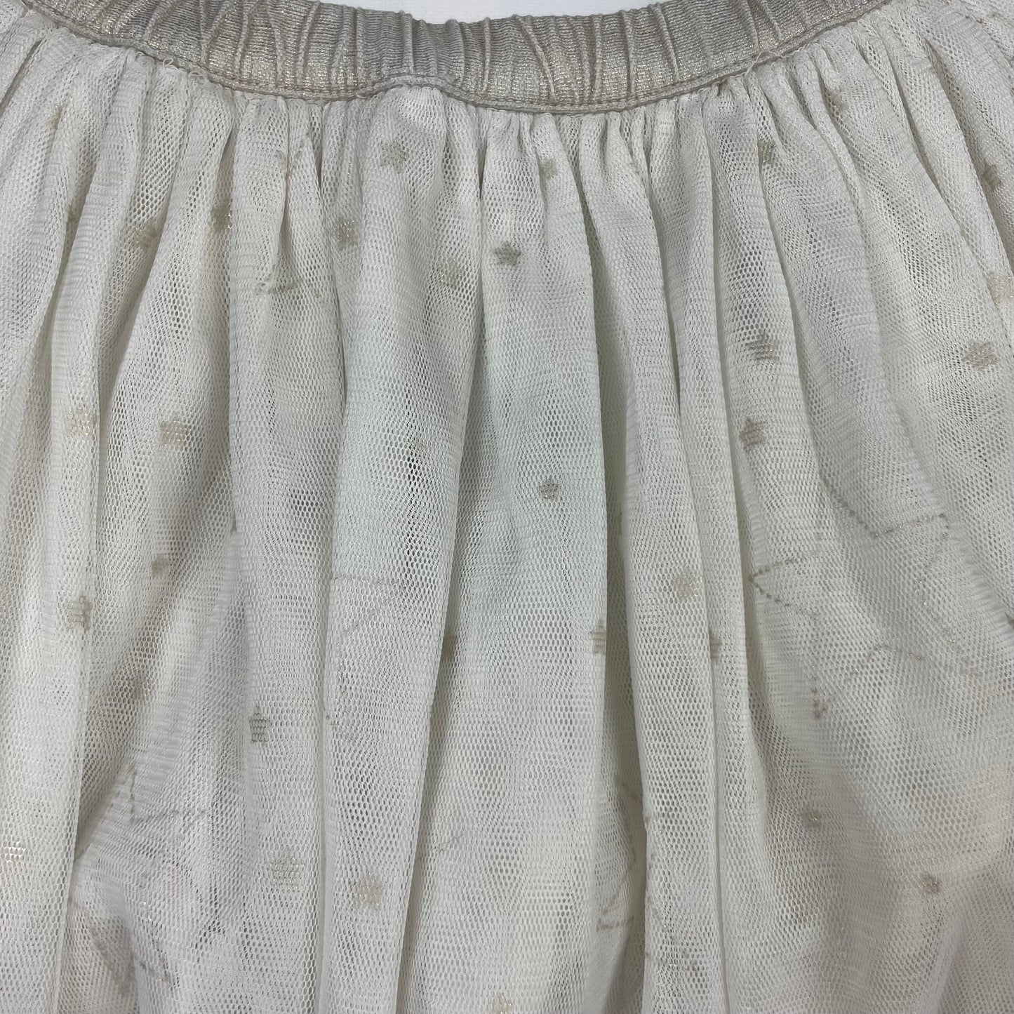 Weißer Tüllrock mit glitzerndem Bund und Sternenmuster – detail