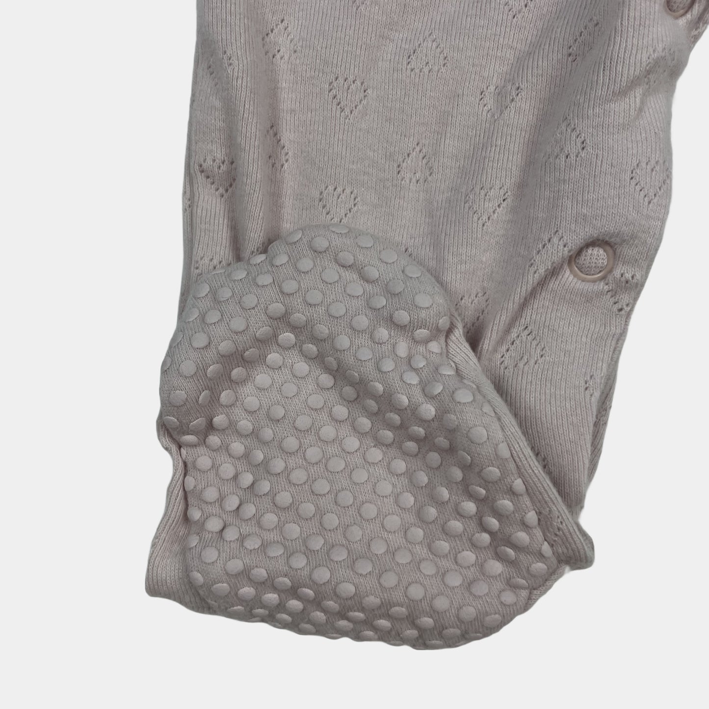 Rosa Baumwoll-Overall mit Blumenapplikation – sleeve