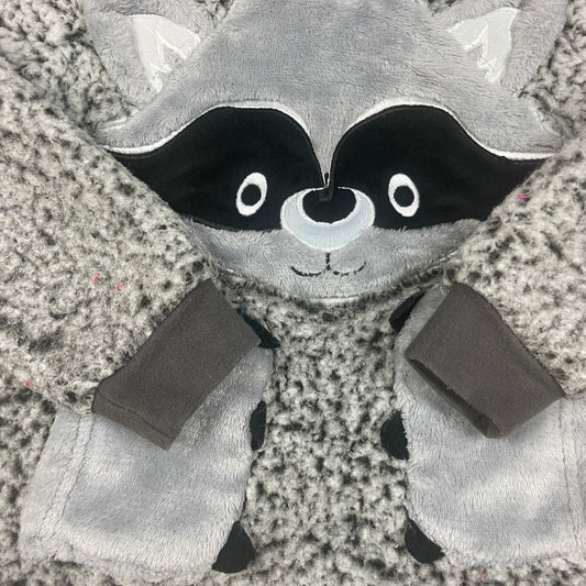 Grauer Polyester-Pullover mit Waschbärdesign für Kinder – detail