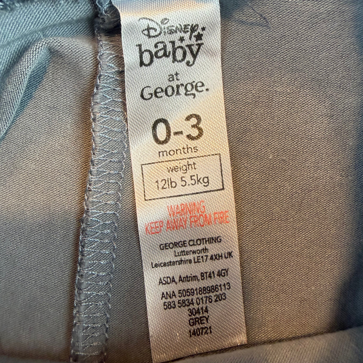 Graue Babyhose mit Weltraum-Print und Bindeband, Größe 0-3 Monate – label