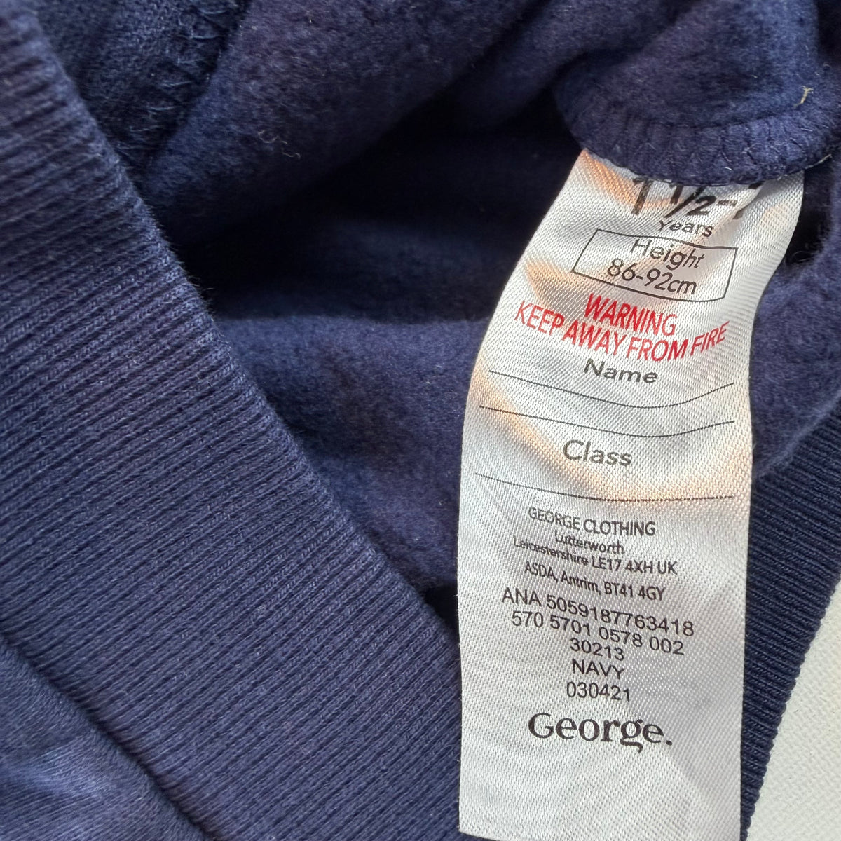 Dunkelblaue Kinder Sweat-Kapuzenjacke mit Reißverschluss – label
