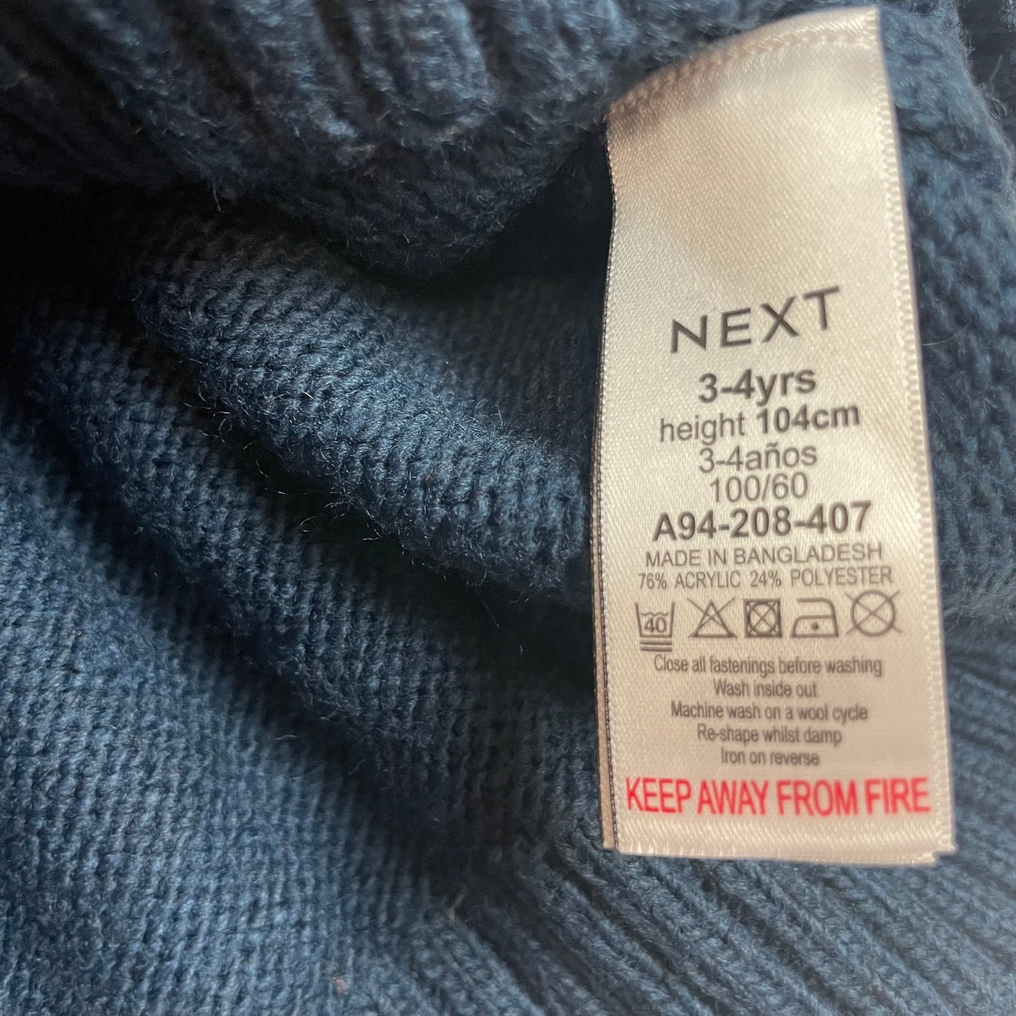 Bunter Strickpullover mit Knopfleiste für 3–4 Jahre alte Kinder, Zickzack-Muster – label