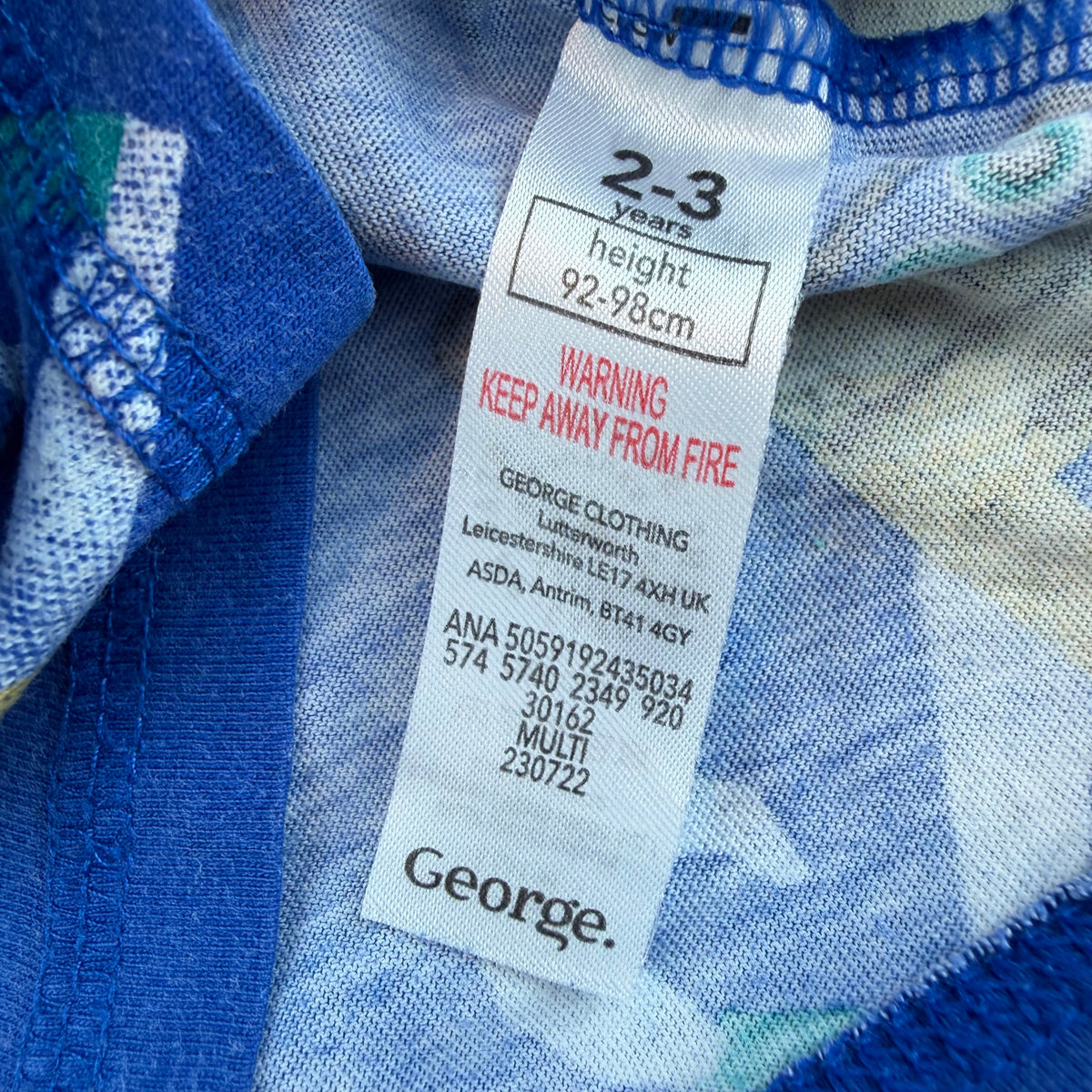 Blaues Schlafanzug-Set für Kinder mit Bagger-Print (George), Oberteil und Hose – label