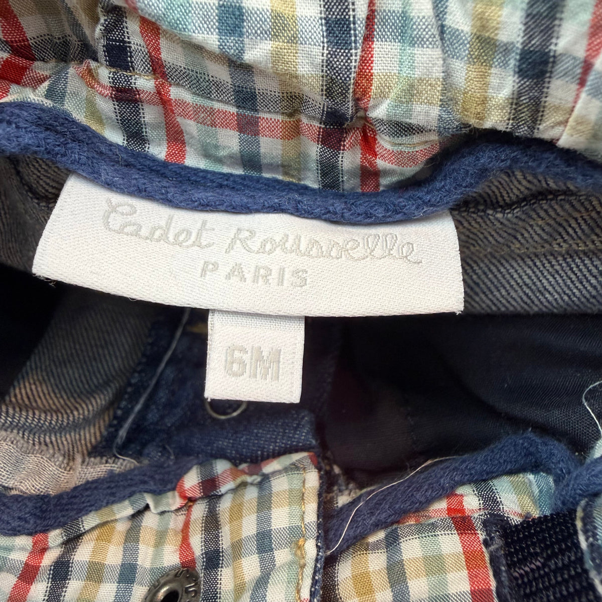 Blaue Baby-Jeans aus Denim mit Umschlag und kariertem Innenstoff – label